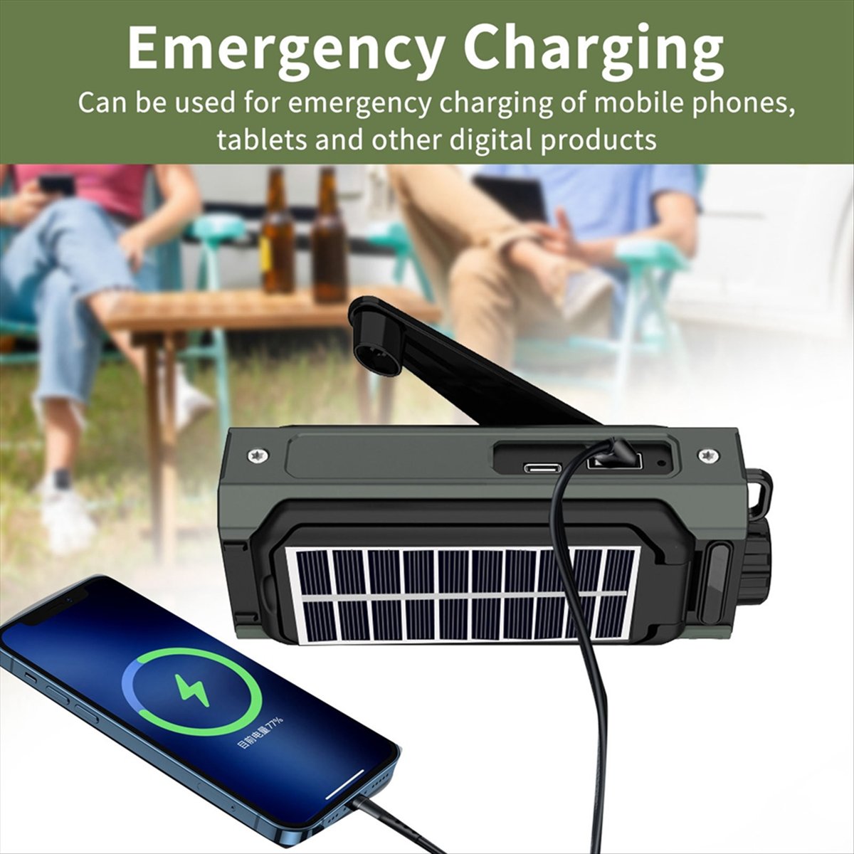Solar Emergency Charger - راديو شمسي محمول A26Z، راديو يدوي