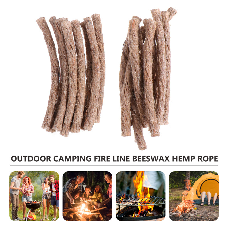 Fire Starting Kit - 10 قطعة بقاء الفتيل القنب الحبل