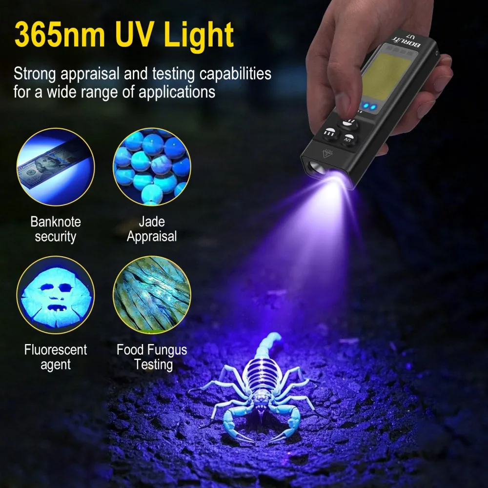 BORUiT U7 UV LED EDC مصباح يدو - مراجعة Fishing Kit Compact وسعره