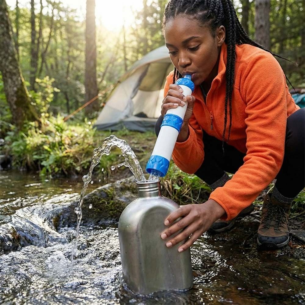 فلتر مياه صغير محمول على شكل ش - مراجعة Water Purification Straw وسعره